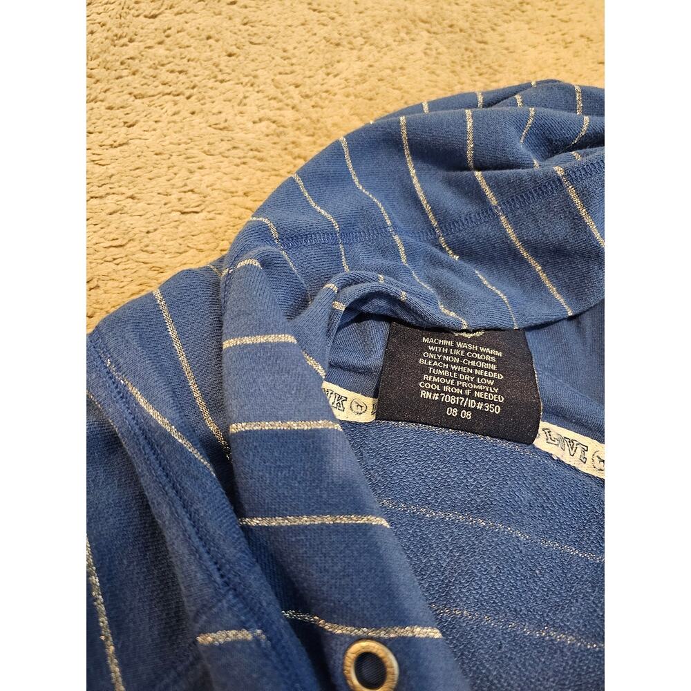VS Pink Women's Large Blue Hoodie Pullover Stripe Y2K flaw- missing drawstring - Picture 5 of 9